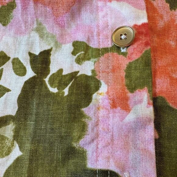Jones New York Sport 100% Linen Floral Button Down 3/4 Sleeve Blouse Top Sz XL - Picture 4 of 8